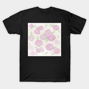 Simple Pastel Rose Flower Pattern Design T-Shirt